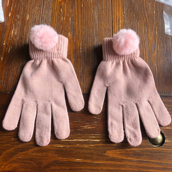 SVNX Knitted Gloves with Faux Fur Pom Poms One size - Picture 1 of 14